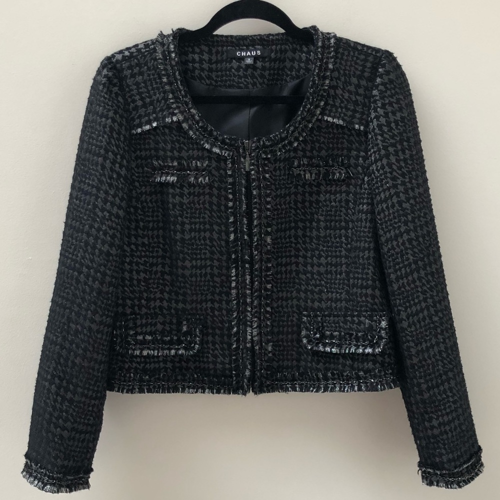 Chaus Black and Metallic Blazer Size:6